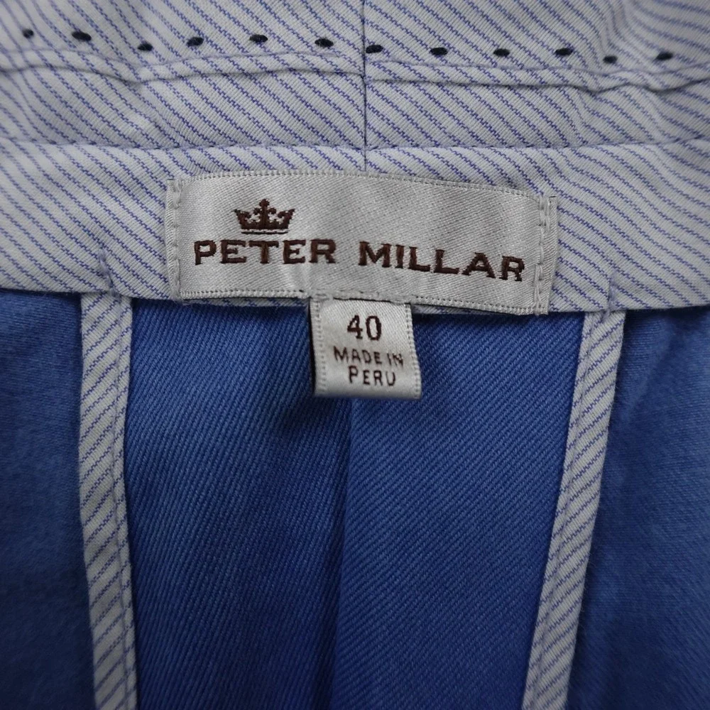Peter Millar Shorts Mens 40 Blue Chino Golf Pima Cotton Casual Preppy Flat Front
